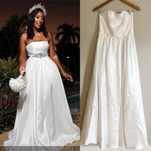 Revel in the Magic White Strapless Maxi Dress With Pockets
